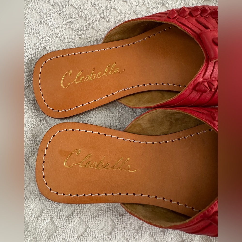 Cleobella Monroe Slide in Red Leather Size 36 US 5 Handmade Sandals - Picture 10 of 14